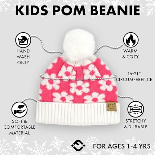 Funky Junque Cozy Toddler Cable Knit Pom Beanie - Warm Winter Hat for Kids2