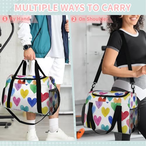Love Watercolor Colorful Travel Duffel Bag Weekender Overnight Bags for Women Men Foldable Waterproof Tote Bag with Trolley Sleeve4