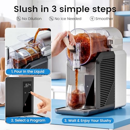 Image of Slushie Machine, 2L /68oz Frozen Drink Maker & Margarita Machine with 6 Presets and LED Display, No Ice Needed Slushy Machine for Home & Party