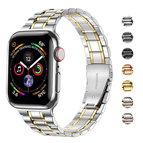 MioHHR Solid Stainless Steel Straps Compatible with Apple Watch Strap 45mm(Series9/8/7) 44mm(Series6/5/4) 42mm(Series 3/2/1) - Image 4