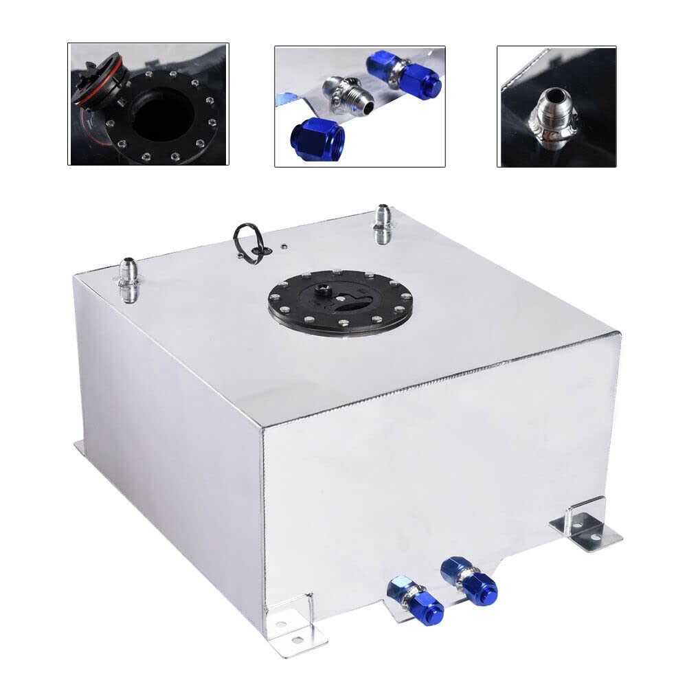 Photo 1 of MOTOOS 10 Gallon Fuel Gas Tank Universal Aluminum Polished Racing Street Drift Strip Fuel Tank with Level Sender Silver
