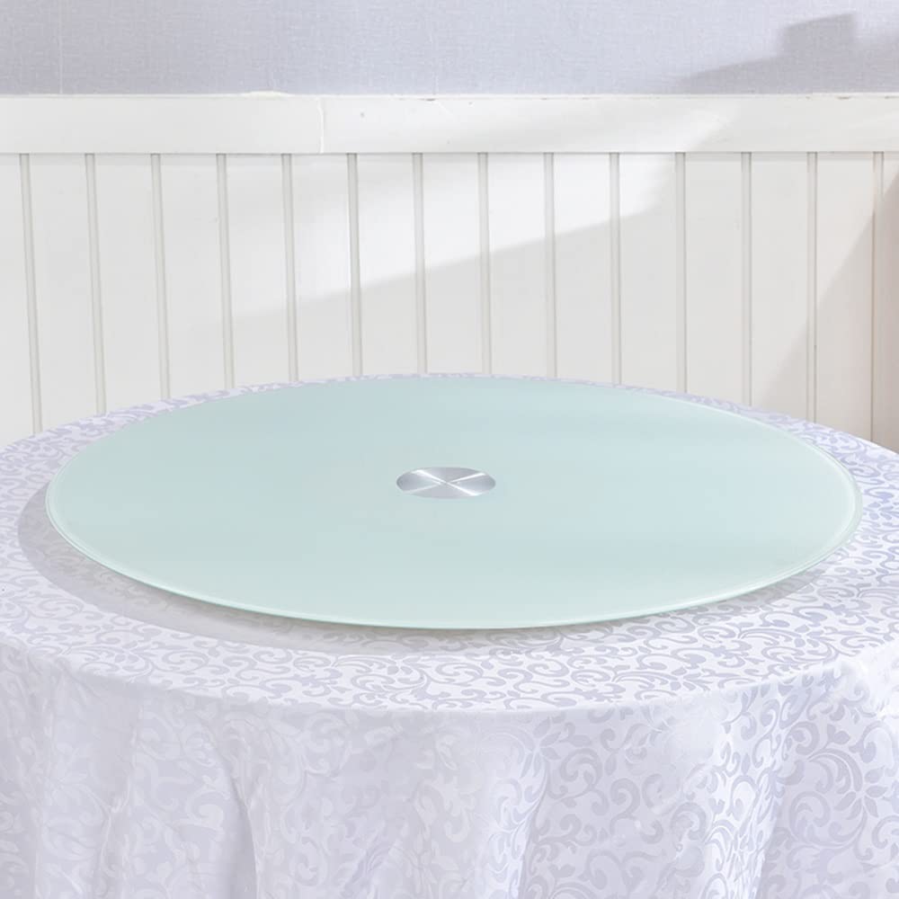 70cm Plateau Tournant Lazy Susan, Plaque De Service Ronde De Comptoir Plateau Rotatif De Cuisine, Assiette De Service Rotative en Verre Trempé, Blanc (Size : 100cm/40)