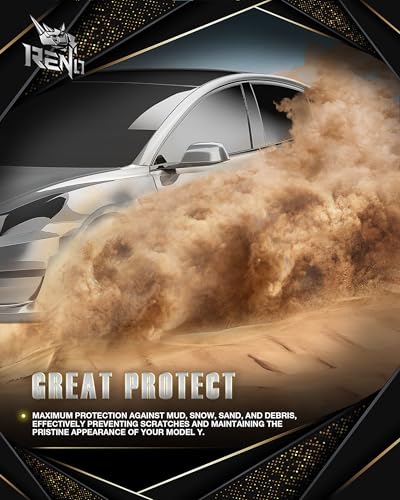 Image of RENO Model 3 Mud Flaps, Mud Guards Sides Splash Guards Driver + Passenger Side Vehicle Sediment Protection Compatible with 2018-2025 Model 3 (Front + Rear, 4pcs)