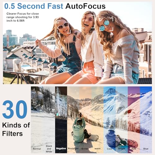 Image of Camcorder Video Camera 4K 80MP 30FPS Vlogging for YouTube Autofocus | IR Night Vision, 18X Digital Zoom, 3.0 IPS Screen Recorder with 32GB SD Card, 2 Batteries, Stabilizer and Remote Control