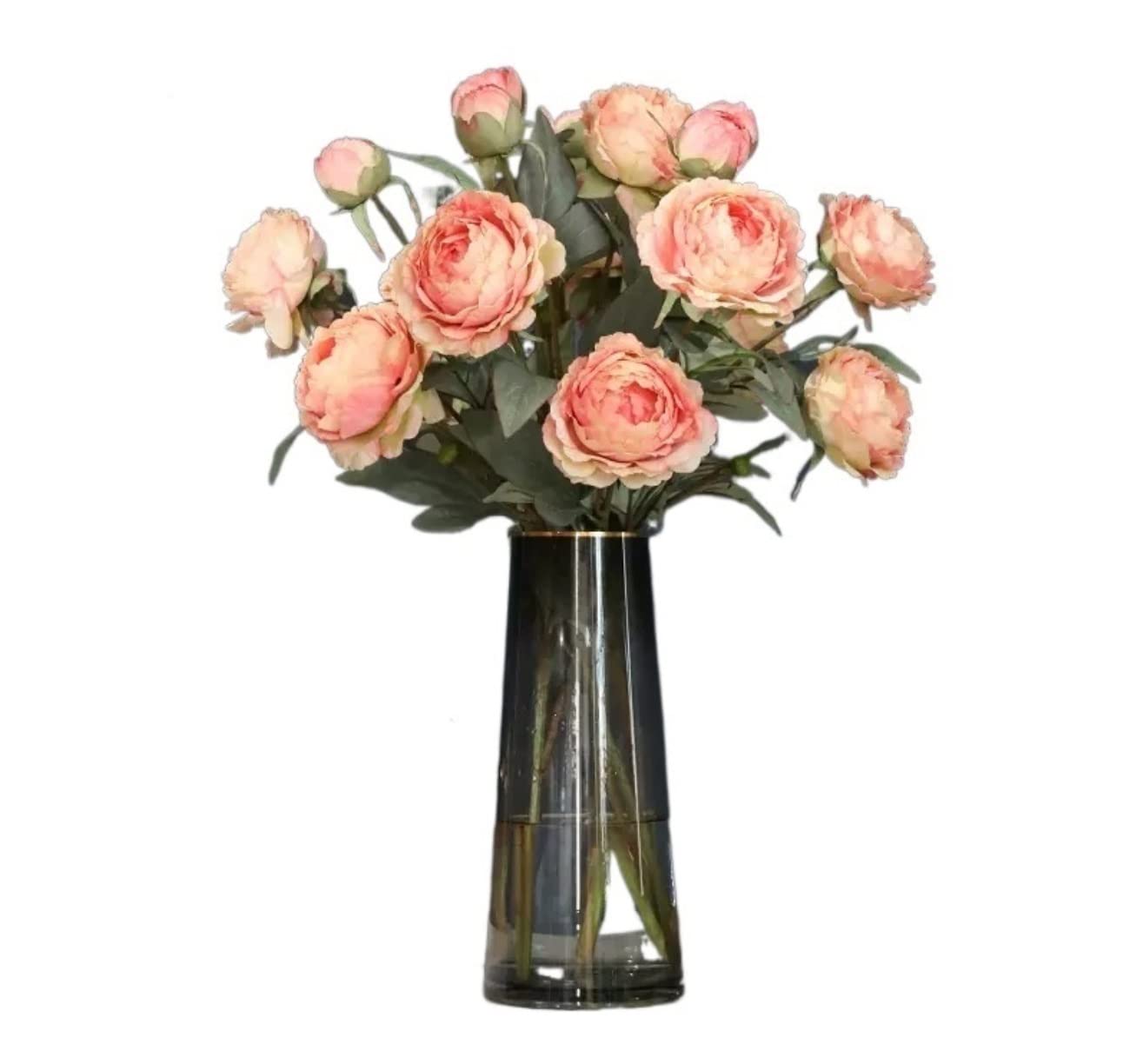 Künstliche Blumen Wunderschön Künstliche Blumen Pfingstrose Faux Flower Bouquet Vase Set Arrangement Supplies Home Decor Künstliche Blumen wie Echt (Color : B, Size : 59cm)