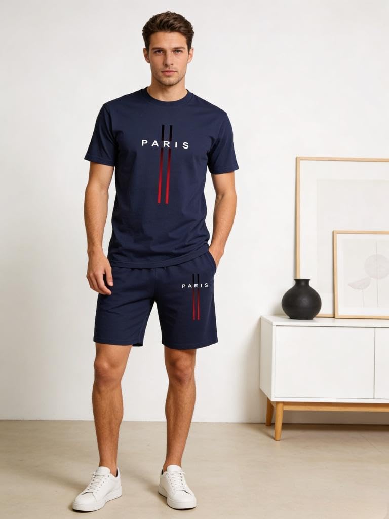 Conjunto deportivo de 2 piezas para hombre, camiseta de manga corta y pantalones cortos, conjunto de verano atlético para correr y entrenar — view 6