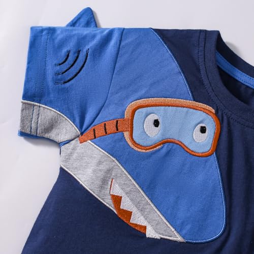 Image of HILEELANG Toddler Boy Summer Short Clothes Sets Cotton Crewneck Tees Shorts Pocket Adjustable Knite Shorts Playwear Sets