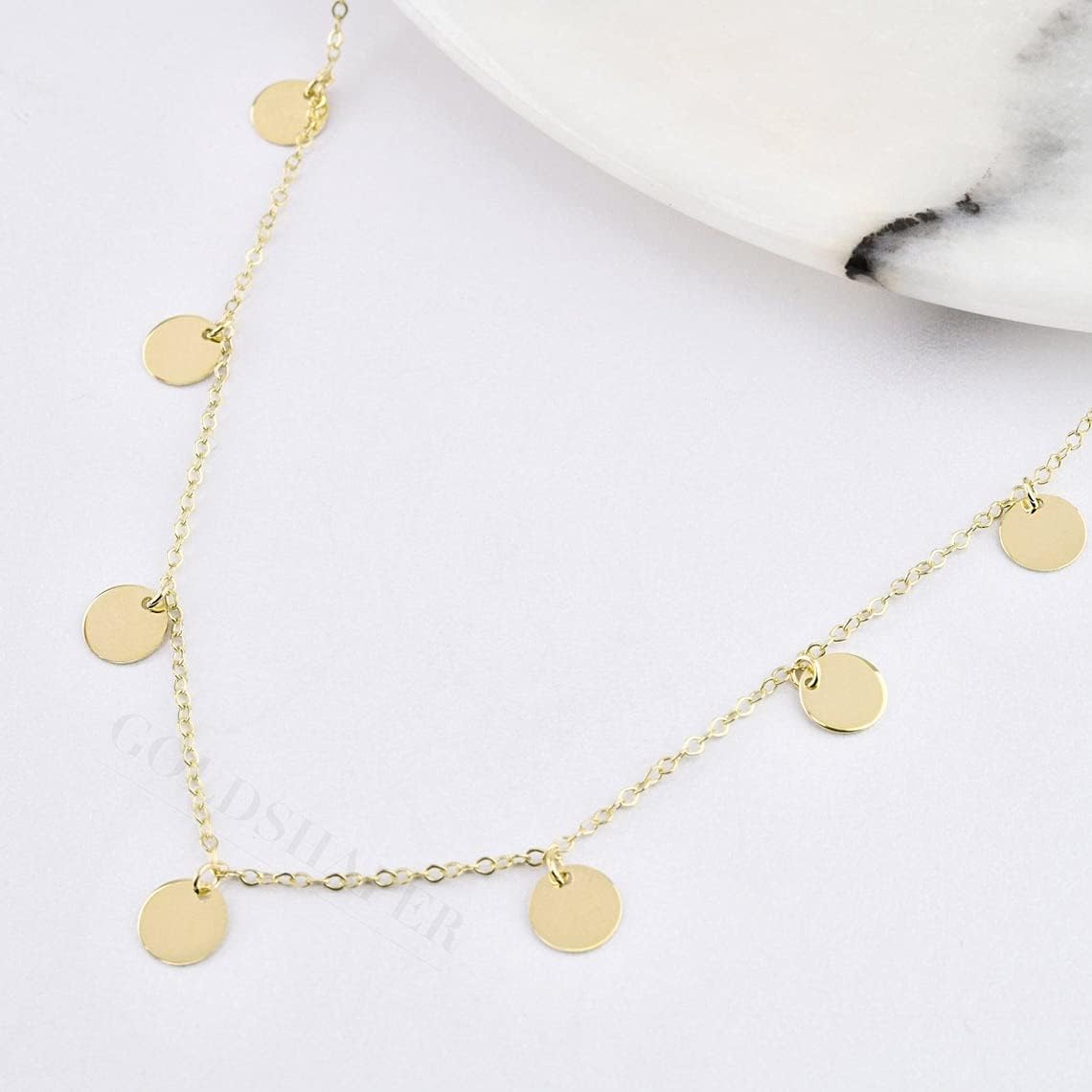 MIDEEO 14K Gold Leaf Pendant Necklaces for Women Dainty Sun Coin Choker Medallion Moon Star Necklace Minimalist Jewelry