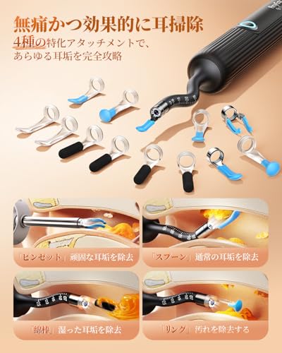 AnyEar 耳かき カメラ付き 耳かき【2000万画素&自由弯曲&6つLEDライト】 みみかき カメラ 耳掃除 カメラ付き 耳掻き 耳口鼻観察＆安全カバー＆高精度ピンセット付属 3.1mm極細レンズ｜画面補正 録画/写真/左右反転機能 WIFI接続/スマホ/タブレット/IOS/Android対応 もちねば耳かき イヤースコープ イヤークリーナー 耳垢取り スマート耳かき 可視化 耳垢クリーニング IP67防水 収納ケース付き 子供/大人/お年寄り 誕生日 プレゼント最適