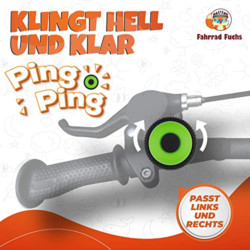 Foto von Fahrradklingel Kinder Jungen, Fahrradklingel Mädchen - Drehklingel Grün - Klingel Fahrrad Kinder, Klingel Kinderfahrrad, Laufrad - klingelt laut, einfache Montage