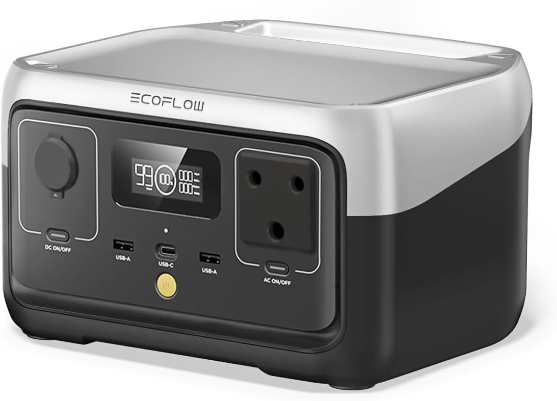 EF ECOFLOW 500W Portable Power Station RIVER 2, 256Wh LiFePO4 Battery, 10 Year Life, 0% – 100% Charge in 60 mins, 230V – 50Hz ZA Version, Power 6 Appliances at once, For Outdoor Use & Home Backup