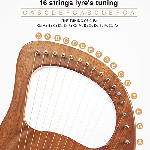 Lyre harp 16 string metalen snaren hout harp instrumenten voor kind mahonie kleine harp gitaar met tuner, musicbook… - Image 7