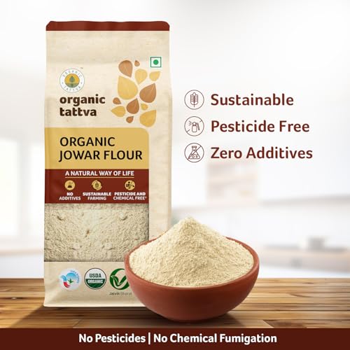 Image of Organic Tattva Jowar Atta - All Natural and Fresh Sorghum Flour (500g, Pouch) | Pure & Organic Jowar Flour for Healthy Cooking