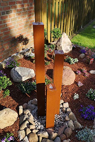 KÖHKO® Wasserspiel aus Cortenstahl mit LED-Beleuchtung „Brasilien“ 31001 Höhe 65-95-125 cm Gartenbrunnen