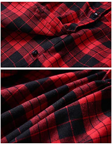 Girls Christmas Dress Long Sleeve Buffalo Plaid Shirt Dresses,6-12 Years4