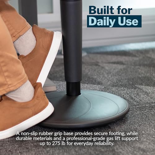 Image of Vari Balance Stool for Standing Desk - Ergonomic Active Sitting for Home Office - Adjustable Height 22 inch to 29 inch, 360 Degree Rocking Base, 275 lb Support - Black /Cool Grey