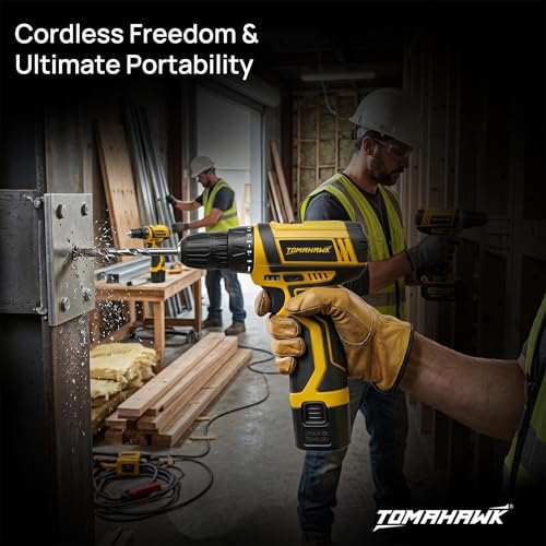 Image of Tomahawk DSS-4222 12V Cordless Drill Machine & Screwdriver for Home | 10mm Keyless Chuck | 2-Speed 350 /1350 RPM | 28 Nm, 18+1 Clutch | 1.5Ah Battery + Charger | LED Light & Battery Indicator