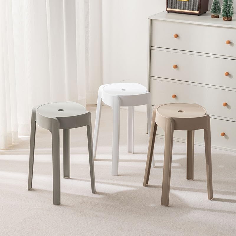 Image of The Artment Mix Tivo Set of 3 Plastic Stool Modern Multipurpose Stool with Anti-Slip Base | Lightweight Waterproof PP Stool for Bathroom, Kitchen, Balcony & Living Room | Use for Home & Office