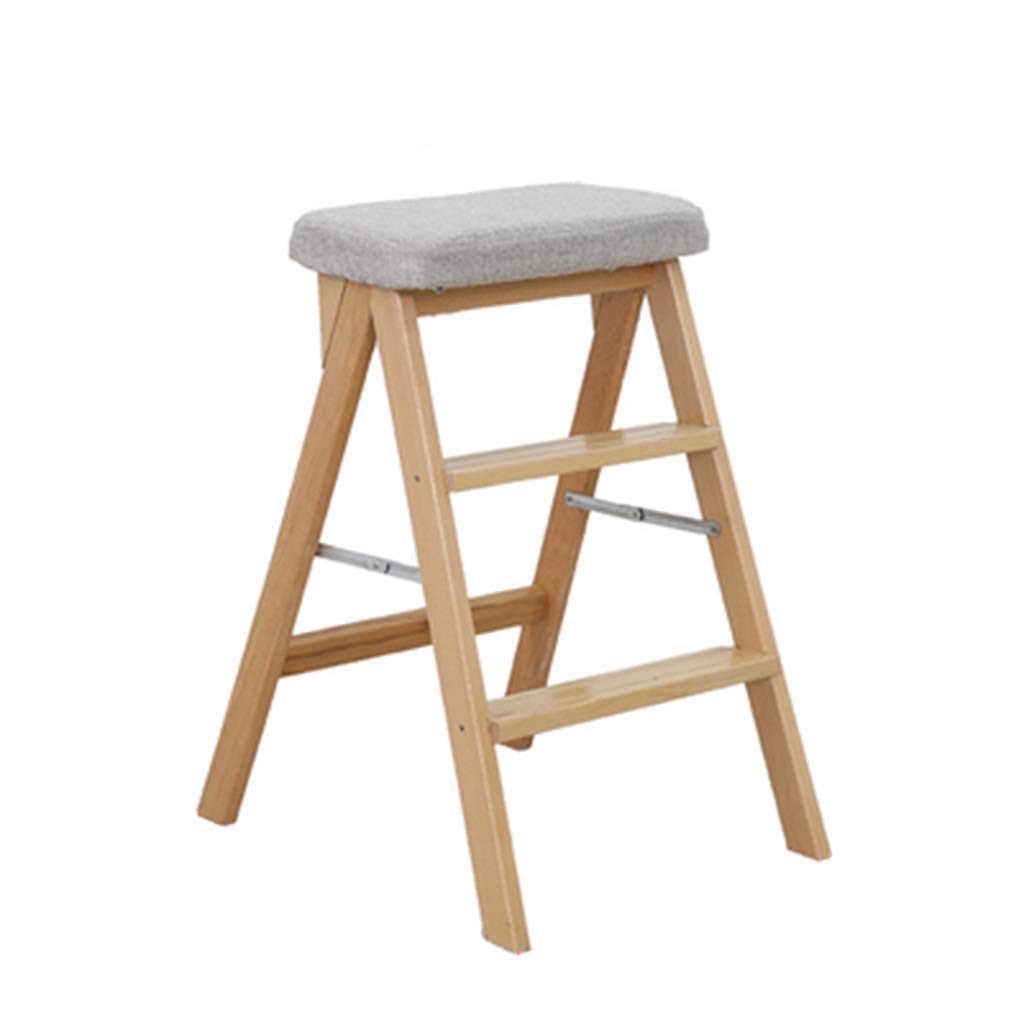 Trona escalera de madera CHEWYNP estante y taburete plegable de doble uso hogar