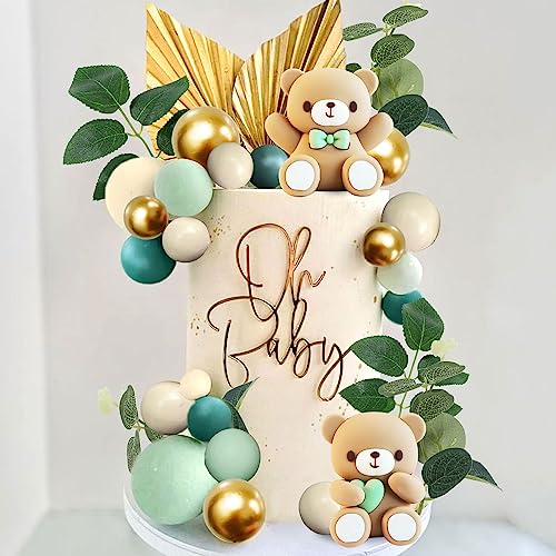 JeVenis Luxury Sage Green Baby Shower Cake Decoration Teddy Bear Cake ...