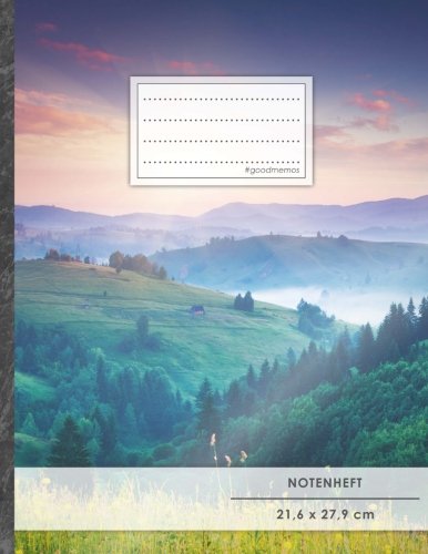 Notenheft: DIN A4 • 48 Seiten, 24 Blatt, 12 Systeme, „Wanderschaft“ • Original #GoodMemos Schulheft • Mit Inhaltsverzeichnis und Seitenzahlen, Noten-Lineatur 14