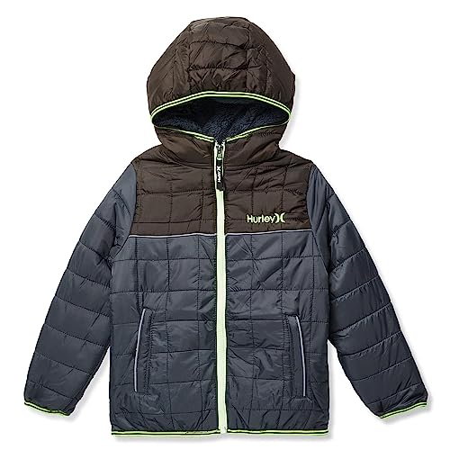 Hurley Boy's Cozy Midweight Puffer Jacket (Big Kids) Anthracite XL (18/20 Big Kid)