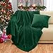 Bnuitland Dark Green Flannel Throw (50X71 inches) with Pillow Cover(18×18