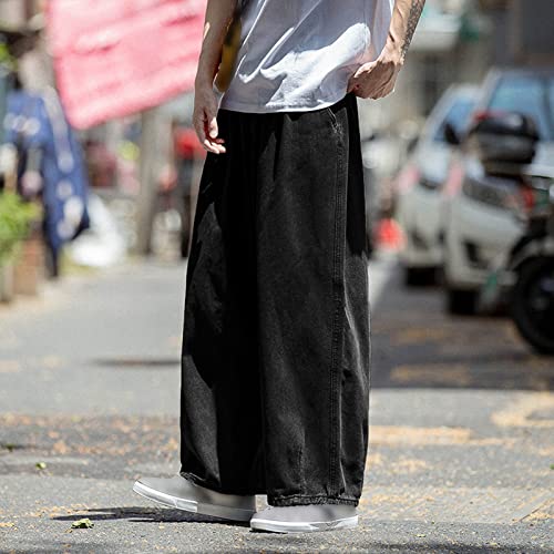 Mens Jeans Relaxed Fit Elastic Waist Wide Leg Baggy Denim Pants with Pockets Fashion Streetwear Casual Jean Trousers4