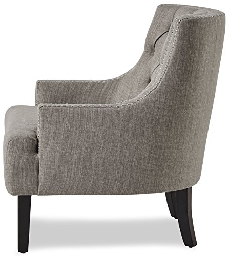 Sillón Chenille Taupe con brazos y detalles nailhead miniatura 5