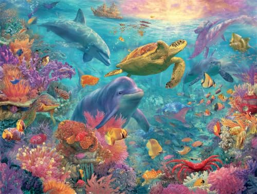 Pintar por numeros adultos sin saber dibujar con este lienzo de animales y mar q-102