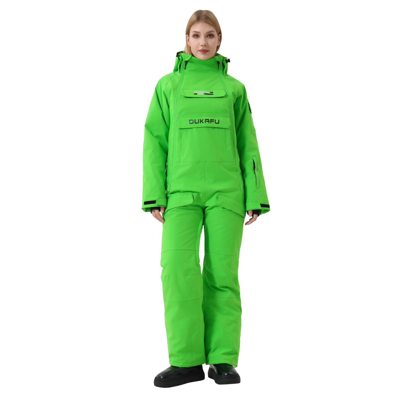 OUKAFU Women One Pieces Ski Suits Waterproof Ski Jumpsuits Winter Onesies Snowsuits Snowboard Coveralls for Snow Sports