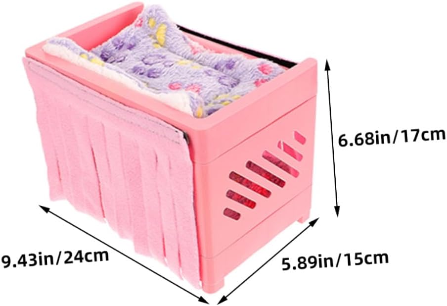 2 Sets Hamster Hideout House Double-Layer Small Pet Sleeping Bed with Mats and Blankets for Guinea Pigs Gerbils Sugar Gliders Small Animals Nest Random Color