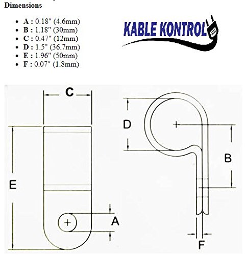 Kable Kontrol Nylon Cable Clamps – 1-1/2” Diameter – 100 Pcs/Pack – Black – Nylon 6-6 – R-Type Cable Clamps – Cable Organizer – Plastic Wire Clamps #TOP2