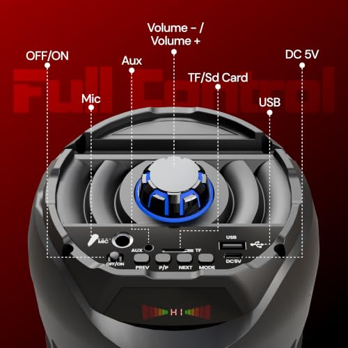 Image of E GATE Thor 306 42W Party Speaker | Dual Driver Deep Bass | Splash Proof | RGB Lights | TWS | BT 5.2 | USB AUX TF FM | Type-C Charging | Portable Bluetooth Speaker for Home Outdoor Party