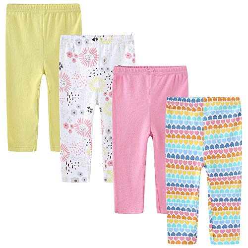 Image of Unisex Newborn Baby Cotton 4-Pack Pants Embroidery Pringting Casual Leggings 0-24 Months for Boys and Girls