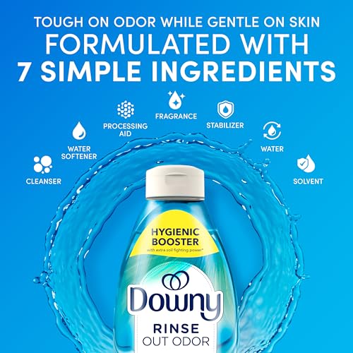 Image of Downy Rinse Laundry Odor Remover, Cool Cotton Scent, 48 fl oz, Fabric Softener And Laundry Odor Removal Rinse, Fights Odors At The Source, HE Compatible