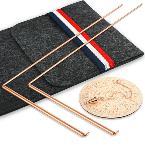 Yncotte 99.9% Copper Dowsing Rods - 2-Pack Divining Rods with Bag - Copper Bars Ghost Hunting Equipment & Witchcraft Divination Tools Spirits Detect Gold Water Upgrade Set