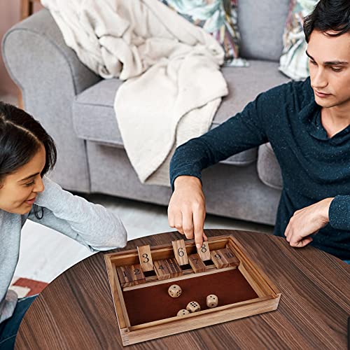Glintoper Shut The Box & 4 In A Row Tables Game Set, Classic Wood Dice Game With Numbers & Line Up 4 Game For Kids Family, Living Room Rustic Coffee Table Decor, Travel Game Strategy Board Games #TOP7