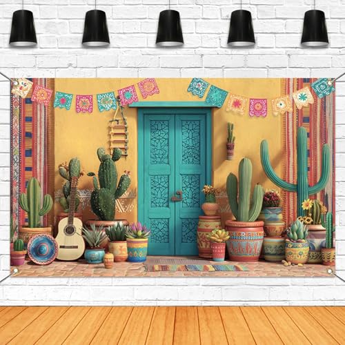 Mocsicka Mexican Theme Backdrop Banner Cinco De Mayo Party Decorations Banner Fiesta Theme Photography Background Party Supplies Photo Booth Props (Yellow 70.8 x 43.3 Inch)