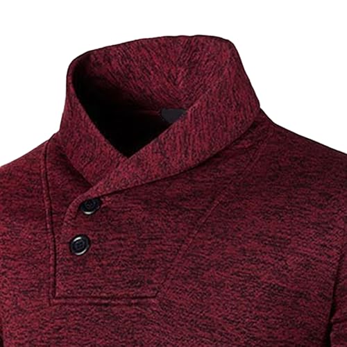 Men's Slim Fit Shawl Collar Sweater Fall Winter Button Long Sleeve Casual Crewneck Cable Knit Pullovers3