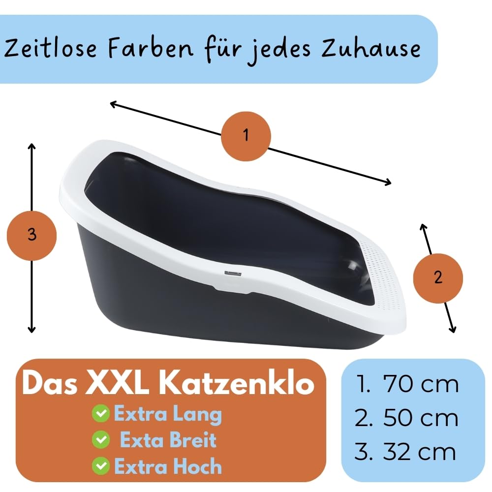 XXL Katzenklo Katzentoilette groß Großes Katzenklo 70 cm Katzen Klo offen Katzenklo hoher Rand Katzenklo ohne Deckel Katzenklo große Katzen Jumbo 70 cm