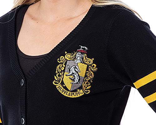 Harry Potter Womens Hufflepuff House Open Front Cardigan Juniors Knit Sweater (Medium) #TOP1