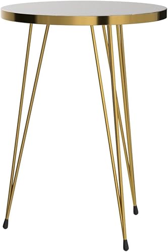 Miniatura 11 de PAK HOME - Juego de 2 mesas auxiliares - Mesas auxiliares redondas de madera con aspecto de mármol blanco para espacios pequeños, mesita de noche