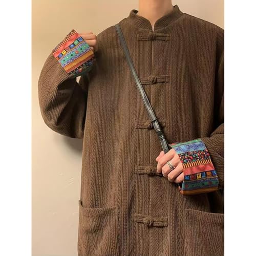 NCDUANSAN Chinese style buttoned collar men's jacket, retro ethnic style of spring and autumn, patchwork printed warm top3