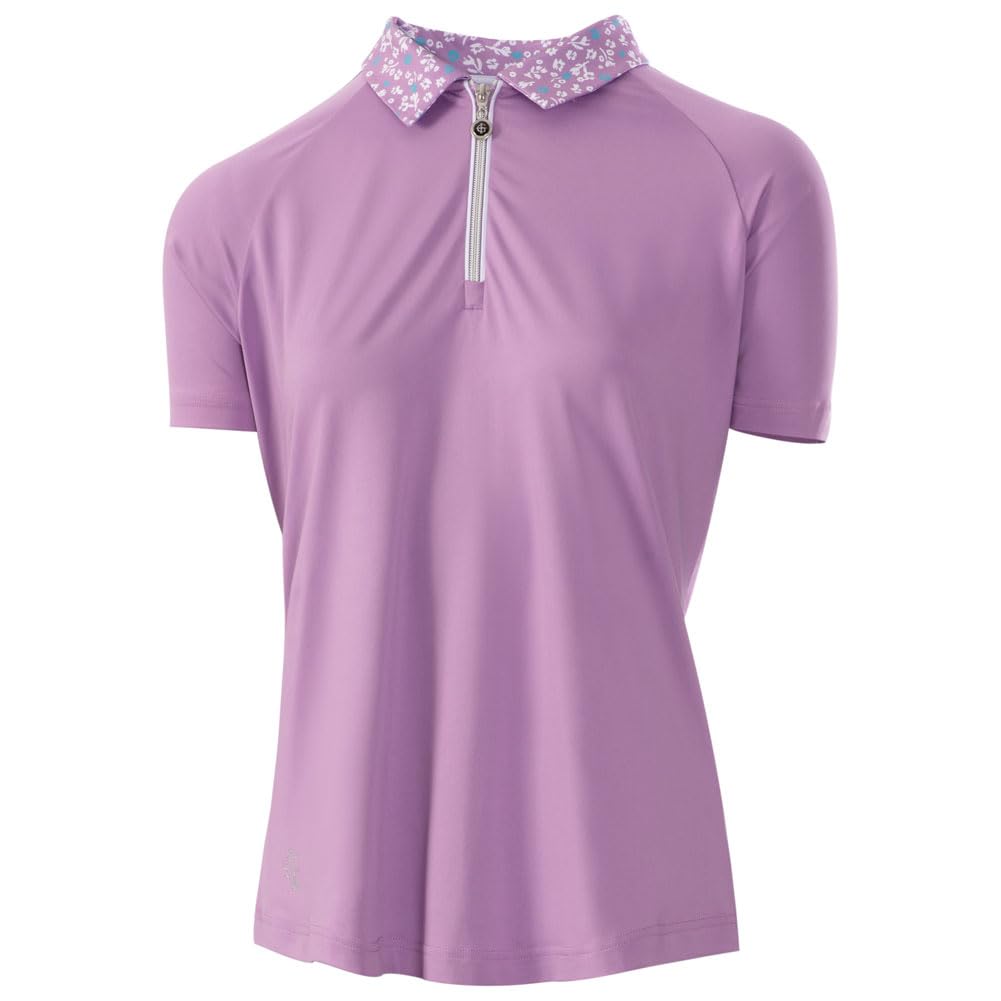 Island GREEN Golf Women's Breathable Quick Dry Moisture Wicking Polo Shirts, Purple, S