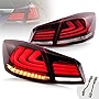 VLAND LED Taillights for [Honda Accord 9th Gen Sedan 2013 2014 2015] Rear Lamps Assembly with Amber Sequential Turn Signal 3D LED, YAB-YG-0250H (Smoke) [Not fit Honda accord lx, Sport sedan, Touring]