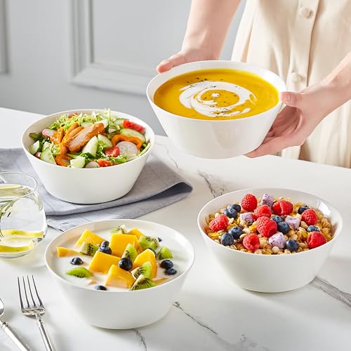 MALACASA Müslischalen 1L, 4er Pack Salatschüssel aus Porzellan, Bowl Schüssel Set für Müsli, Salat, Obst, Suppe, Ramen, Serie Regular 3