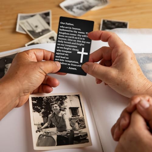 Our Father Who Art In Heaven Hallowed Be Thy Name Wallet Card, Lord's Prayer Engraved Metal Wallet Insert Card, Family Religious Bible Verse Gifts for Christian Friends- First Communion4