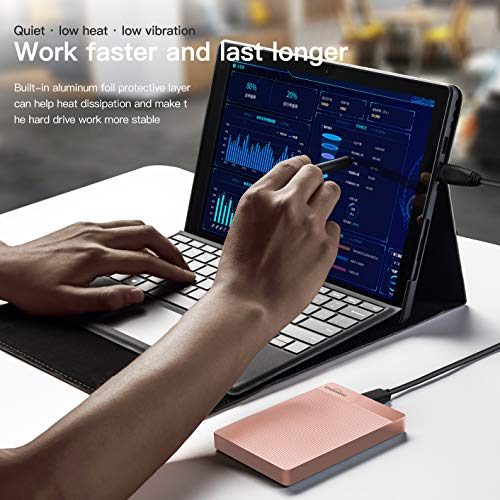 Image of UnionSine 500GB Ultra Slim Portable External Hard Drive HDD-USB 3.0 for PC, Mac, Laptop, PS4, Xbox one, Xbox 360-(Pink)
