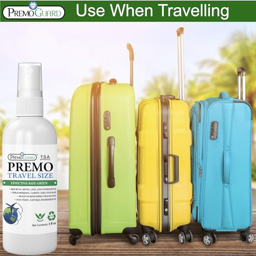 Image of Travel Bed Bug & Mite Killer Spray by Premo Guard 3 oz - Child & Pet Safe - Fast Acting - Stain & Odor Free - Best Protection - Carryon Bag Approved